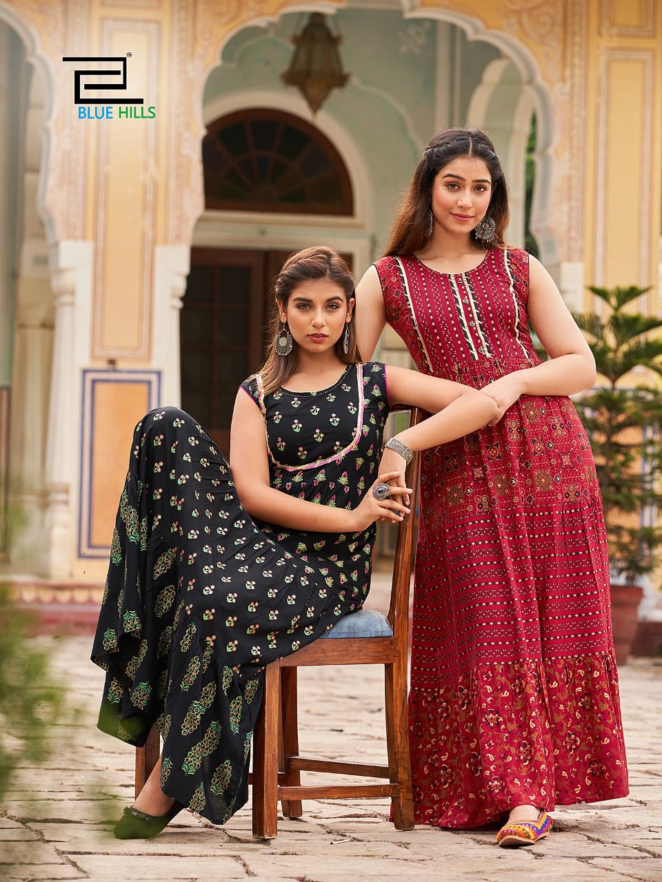 BLUE HILLS Hotstar 5 Printed Designer Festive Wear Long Kurtis Collection